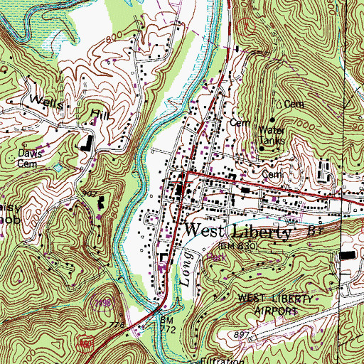 Topographic Map of West Liberty Police Department, KY