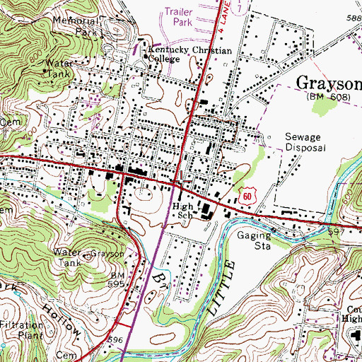 Topographic Map of Grayson Police Department, KY