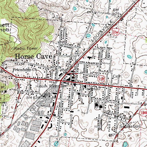Topographic Map of Horse Cave Police Department, KY