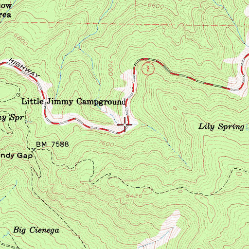 Topographic Map of White Fir Spring, CA