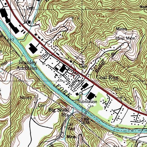 Topographic Map of Kentucky State Police Post 9, KY