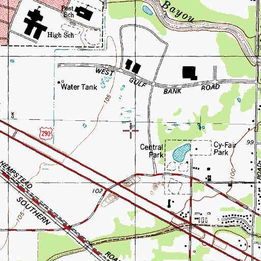 Topographic Map of Fairbanks Post Office, TX