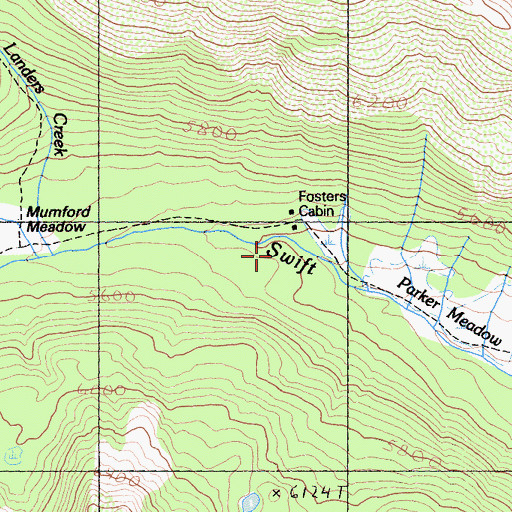 Topographic Map of Fosters Cabin, CA