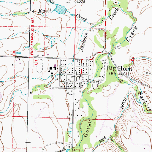 Topographic Map of Big Horn Post Office, WY