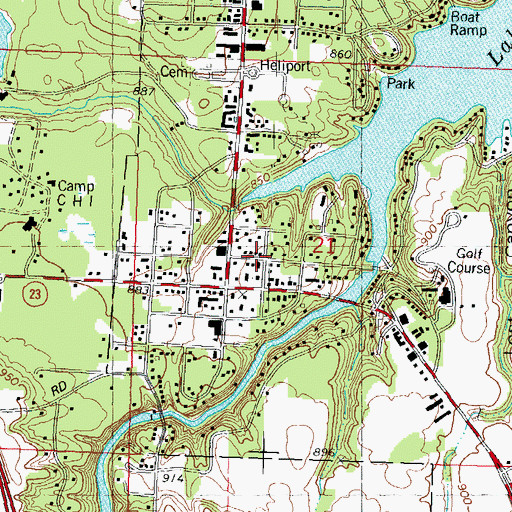 Topographic Map of Lake Delton Post Office, WI