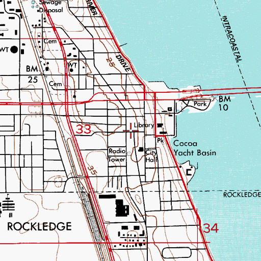 Topographic Map of Cocoa Village Post Office, FL