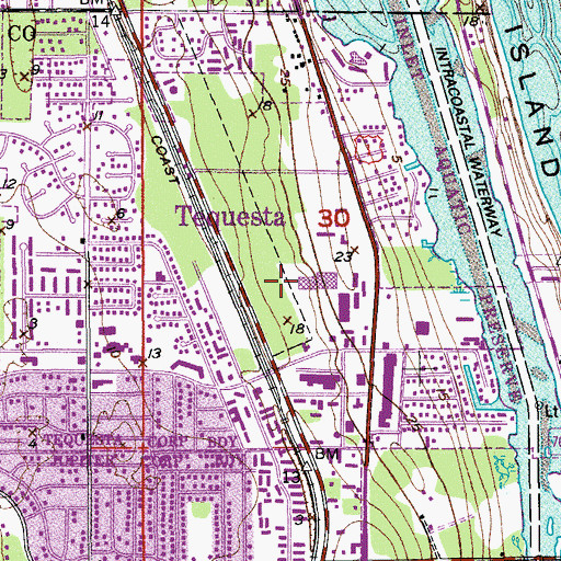 Topographic Map of Tequesta Post Office, FL