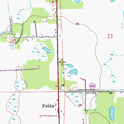 Topographic Map of Felda Post Office, FL