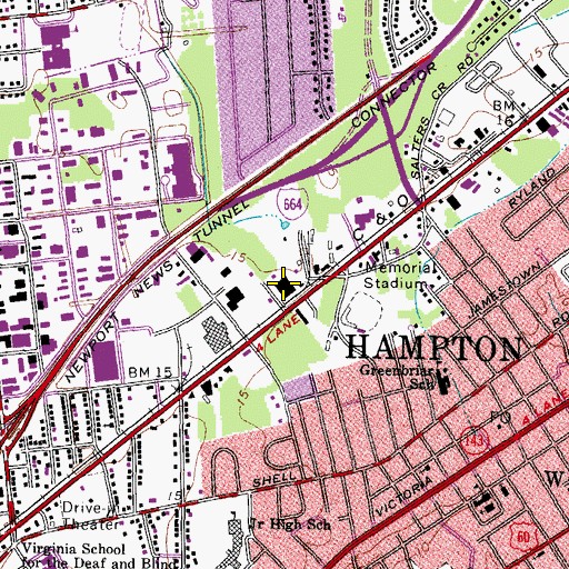 Topographic Map of Hampton City Sheriff's Office, VA
