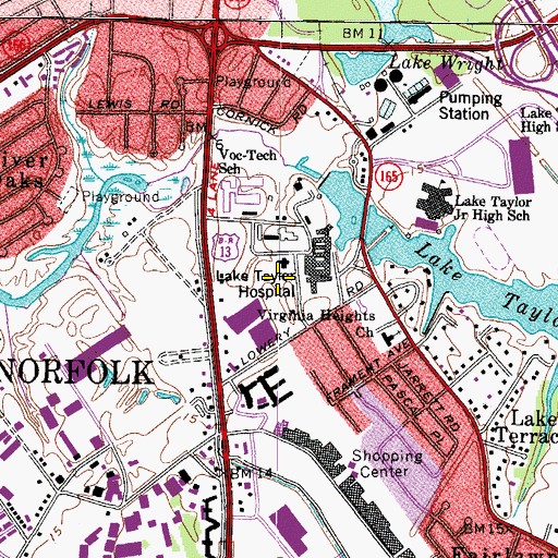 Topographic Map of Norfolk Juvenile Detention Center, VA