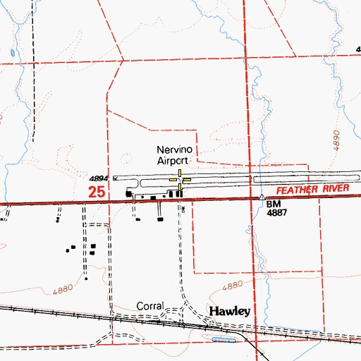 Topographic Map of Nervino Airport, CA
