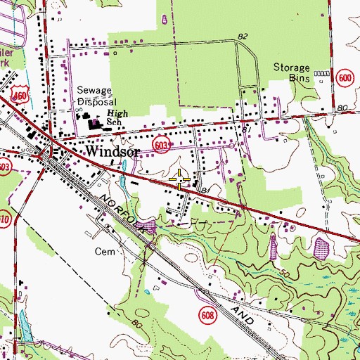 Topographic Map of Windsor Police Department, VA
