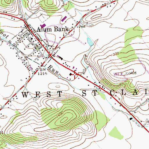 Topographic Map of Alum Bank Post Office, PA