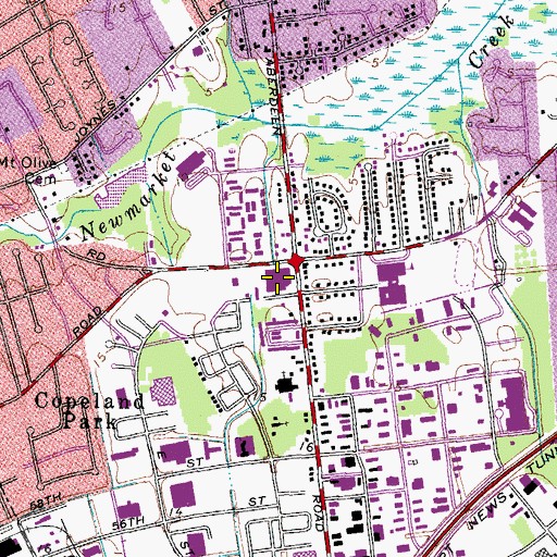 Topographic Map of Hampton Post Office, VA