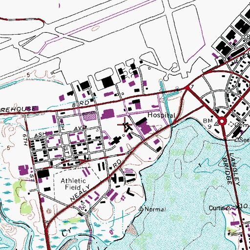 Topographic Map of Langley AFB Post Office, VA