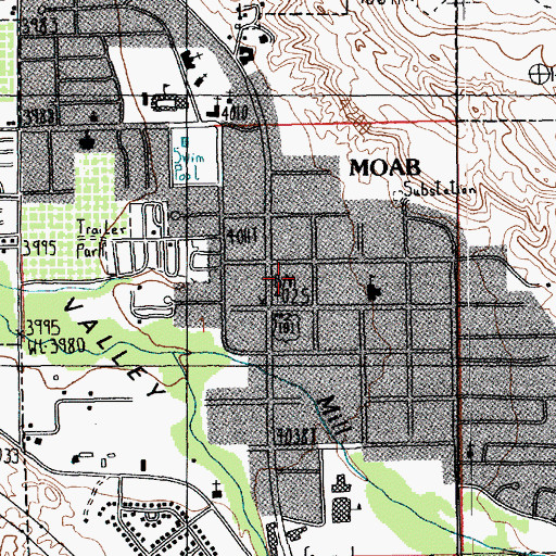 Topographic Map of United States Forest Service Fire Station - Moab Office, UT