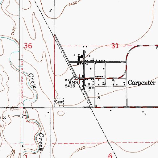 Topographic Map of Carpenter Post Office, WY