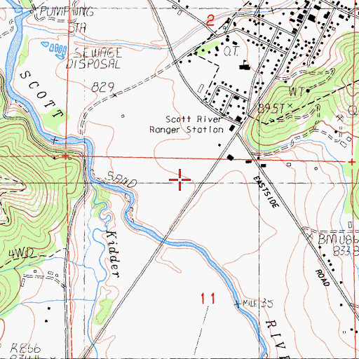 Topographic Map of Scott River Ranger Station, CA