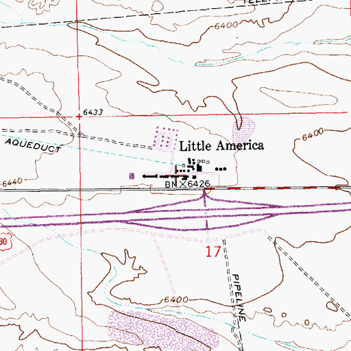 Topographic Map of Little America Post Office, WY
