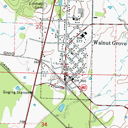 Topographic Map of Walnut Grove Post Office, MS