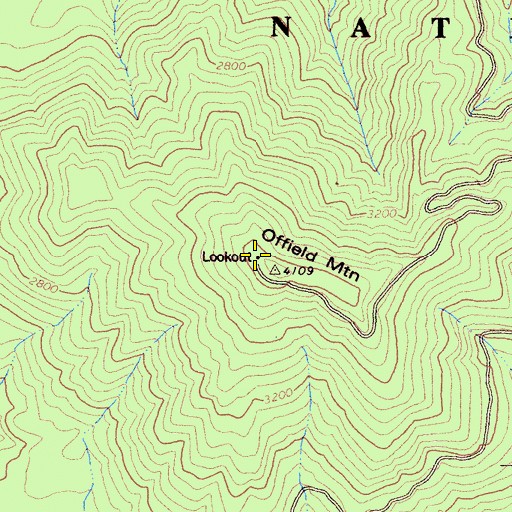 Topographic Map of Offield Mountain Lookout, CA