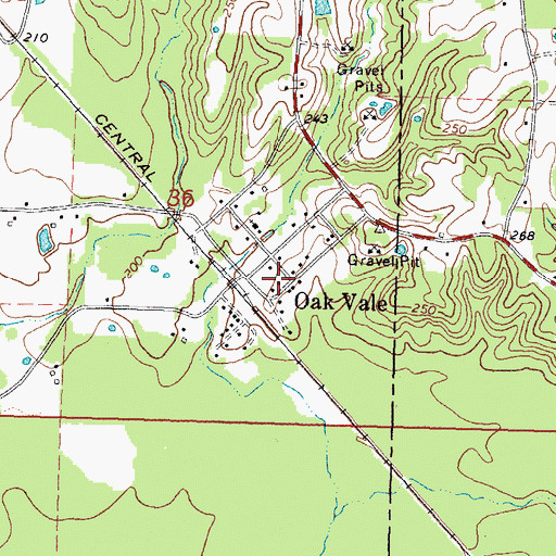Topographic Map of Oak Vale Post Office, MS