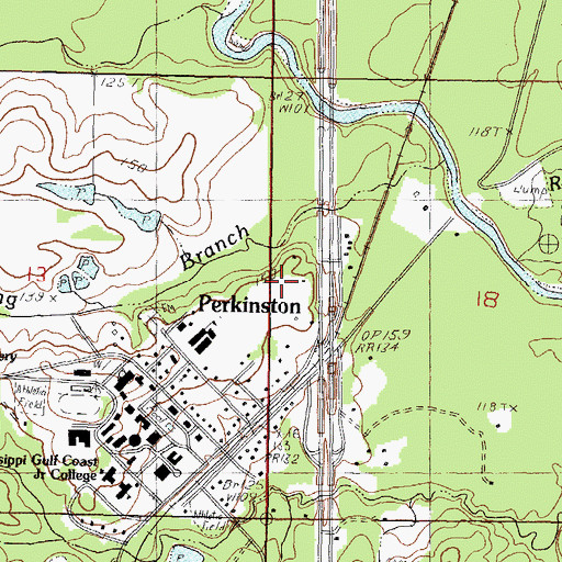 Topographic Map of Perkinston Post Office, MS