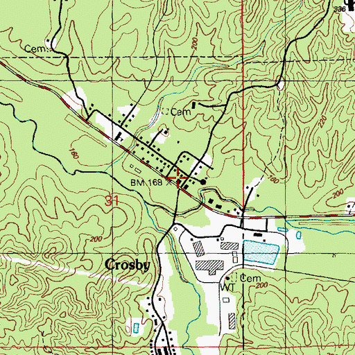Topographic Map of Crosby Post Office, MS