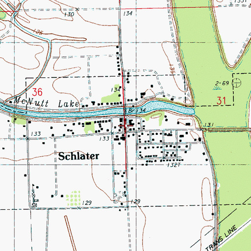 Topographic Map of Schlater Post Office, MS