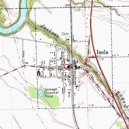 Topographic Map of Isola Post Office, MS