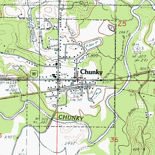 Topographic Map of Chunky Post Office, MS