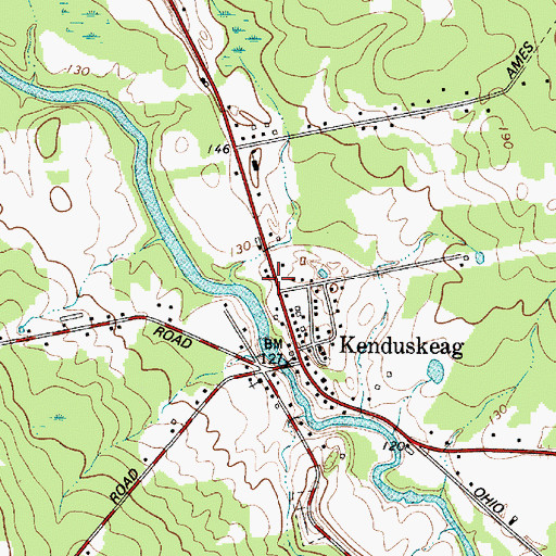 Topographic Map of Kenduskeag Post Office, ME