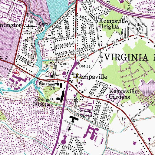 Topographic Map of Virginia Beach Fire Department Station 9 Kempsville, VA