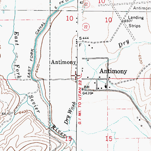 Topographic Map of Antimony Post Office, UT