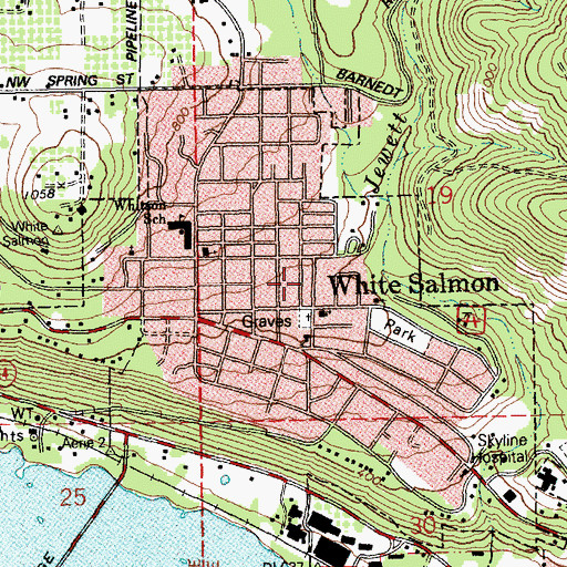 Topographic Map of White Salmon Post Office, WA