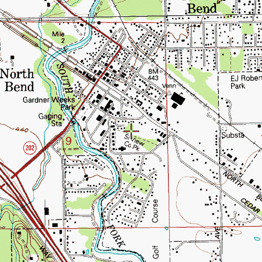 Topographic Map of North Bend Post Office, WA