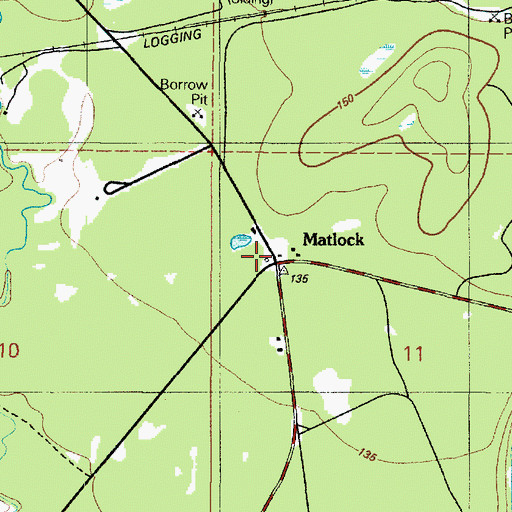 Topographic Map of Matlock Post Office, WA