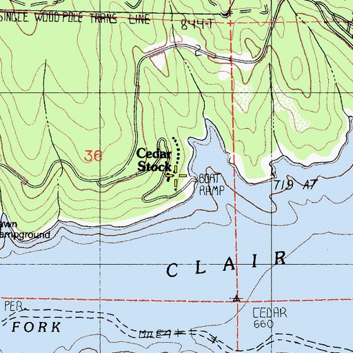 Topographic Map of Cedar Stock, CA