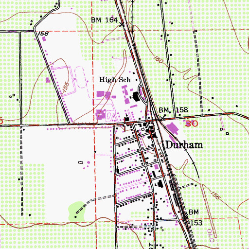 Topographic Map of Durham Post Office, CA