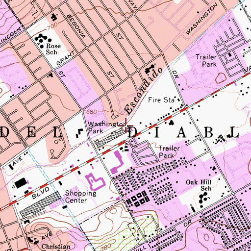 Topographic Map of Orange Glen Post Office, CA