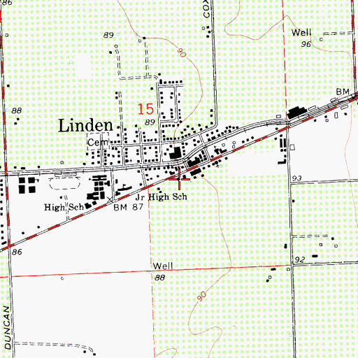 Topographic Map of Linden Post Office, CA