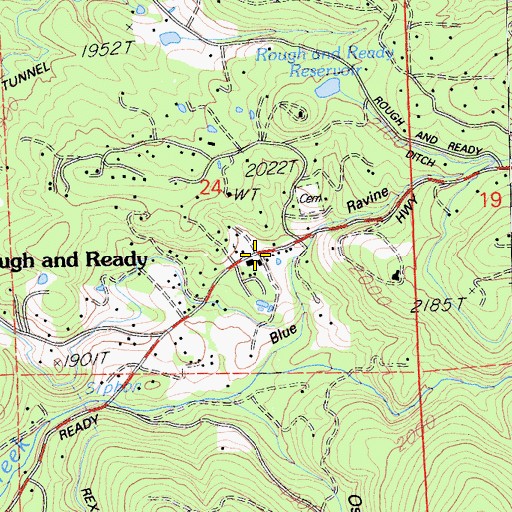 Topographic Map of Rough and Ready Post Office, CA