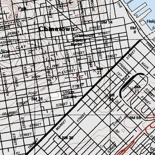 Topographic Map of Sutter Street Post Office, CA