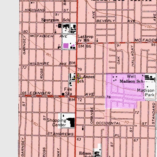 Topographic Map of South Main Post Office, CA