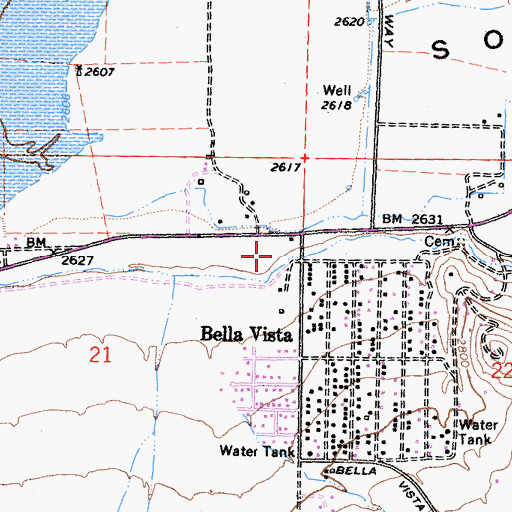 Topographic Map of Welden Post Office, CA