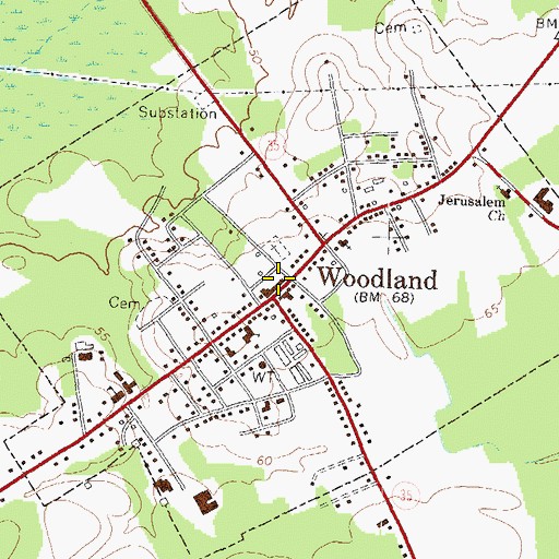Topographic Map of Woodland Police Department, NC