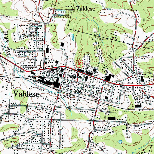 Topographic Map of Valdese Police Department, NC