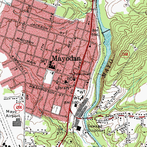 Topographic Map of Mayodan Police Department, NC