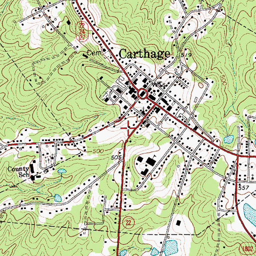 Topographic Map of Moore County Sheriff's Office, NC