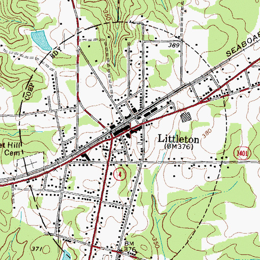 Topographic Map of Littleton Police Department, NC